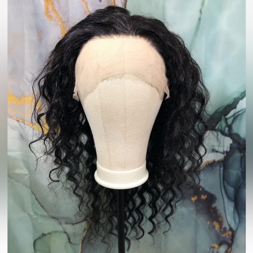 Natural Black Water Wave Wig 13x5 Lace Front Human Hair 27” Glue-less M/L Cap